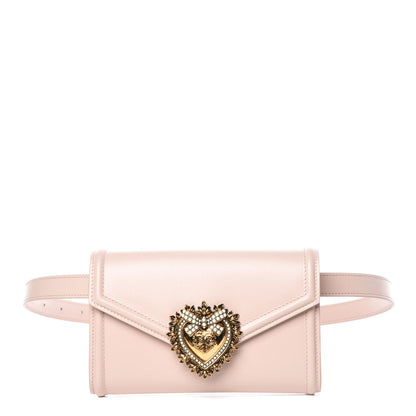Dolce & Gabbana Agnello Vitello Devotion Belt Bag 85 34 Rosa Laminato 1 of 9