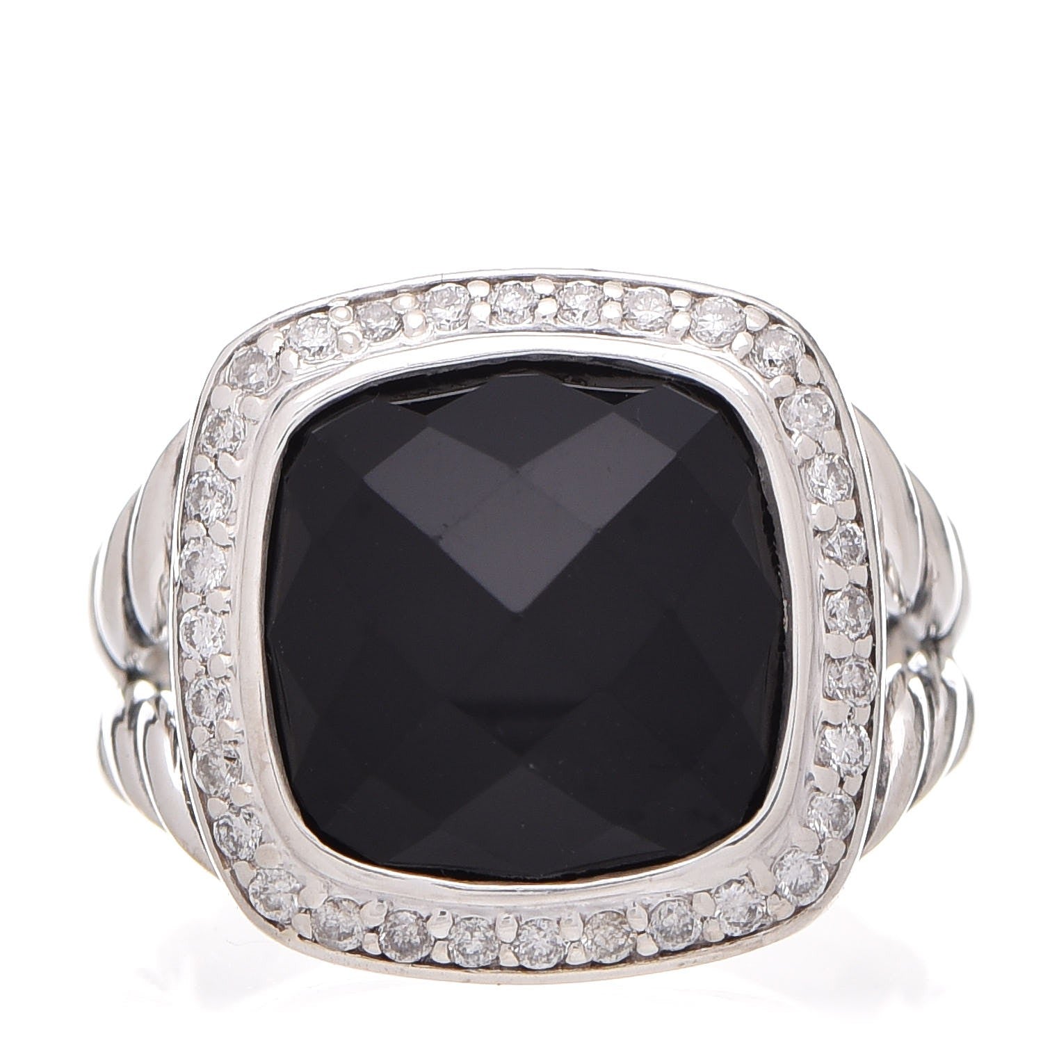 David Yurman Sterling Silver Diamond Black Onyx 11mm Albion Ring 48 4.5 1 of 6