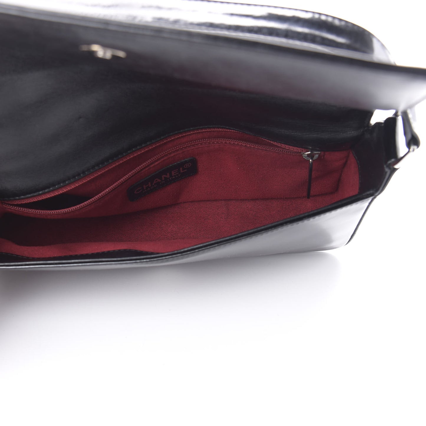 Patent Chocolate Bar Quilted CC Flap Black
