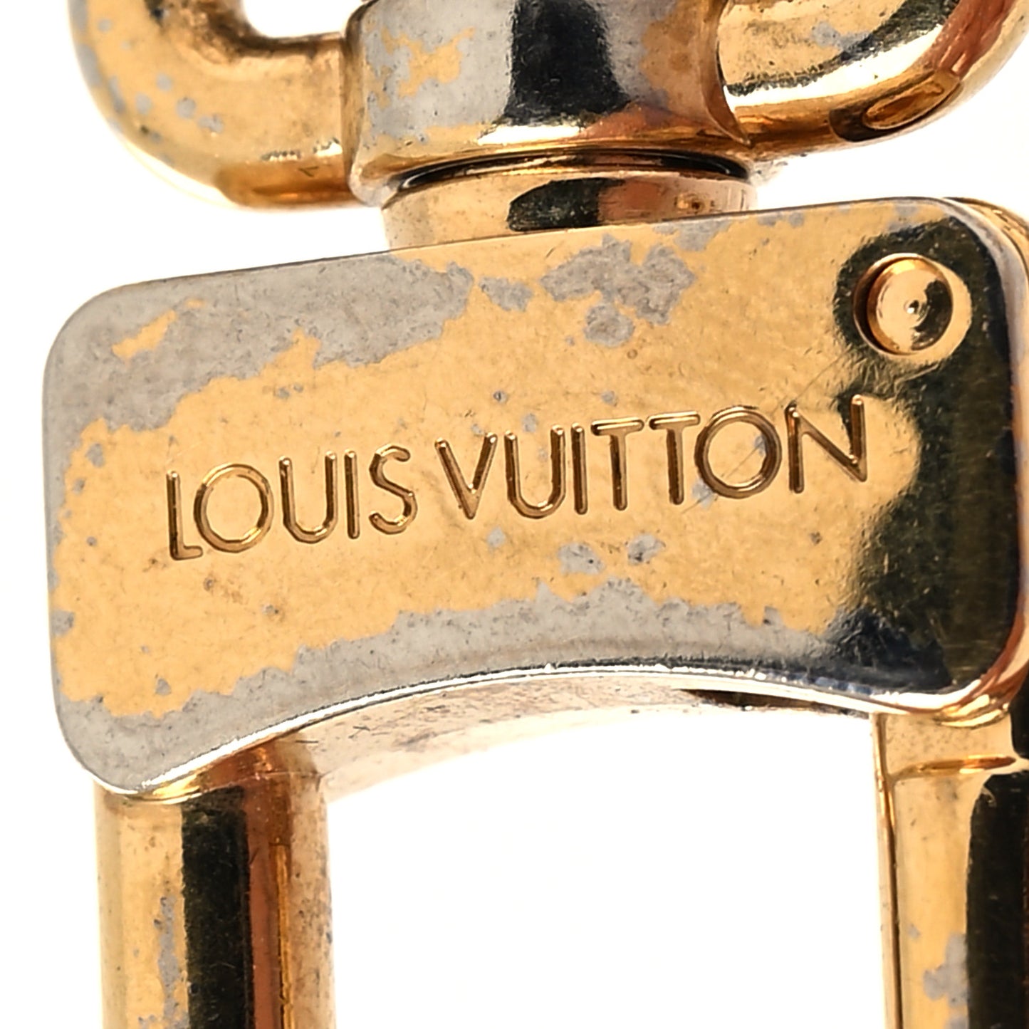Brass Enamel Fleur De Monogram Bag Charm Chain Gold