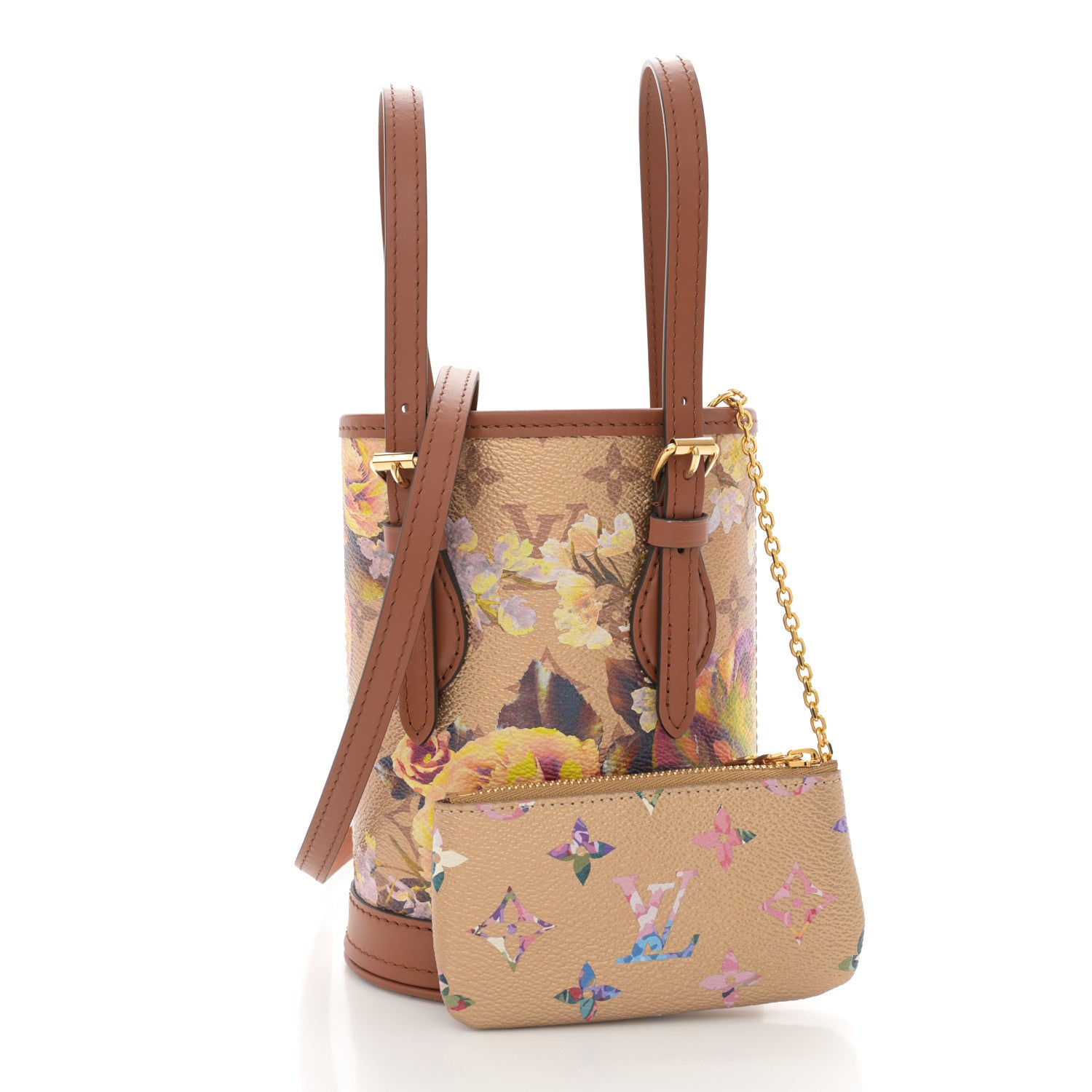 Louis Vuitton Metallic Monogram LV Garden Nano Bucket Bag Gold 2 of 10