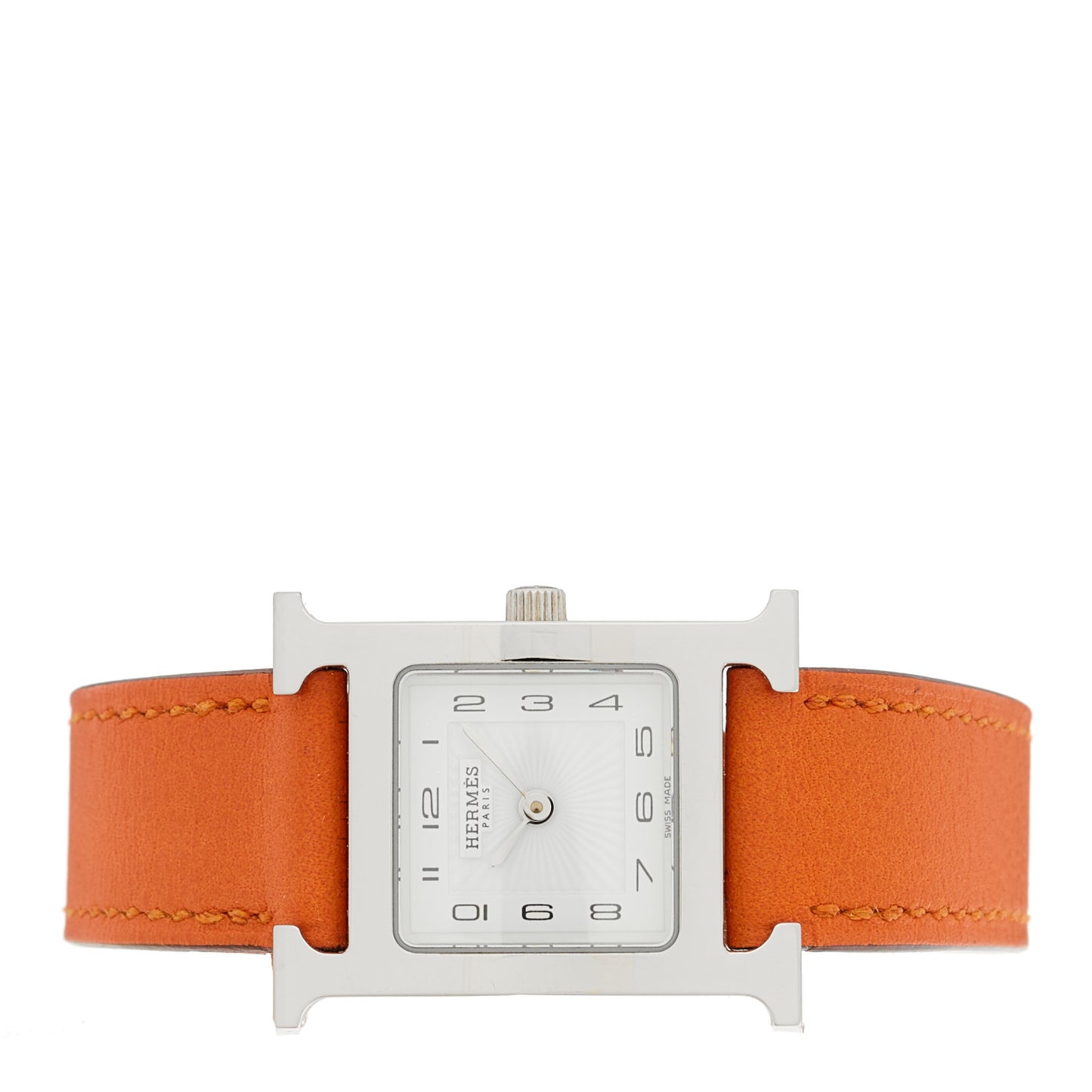 Stainless Steel Swift 21mm Heure H Hour Quartz Watch Orange