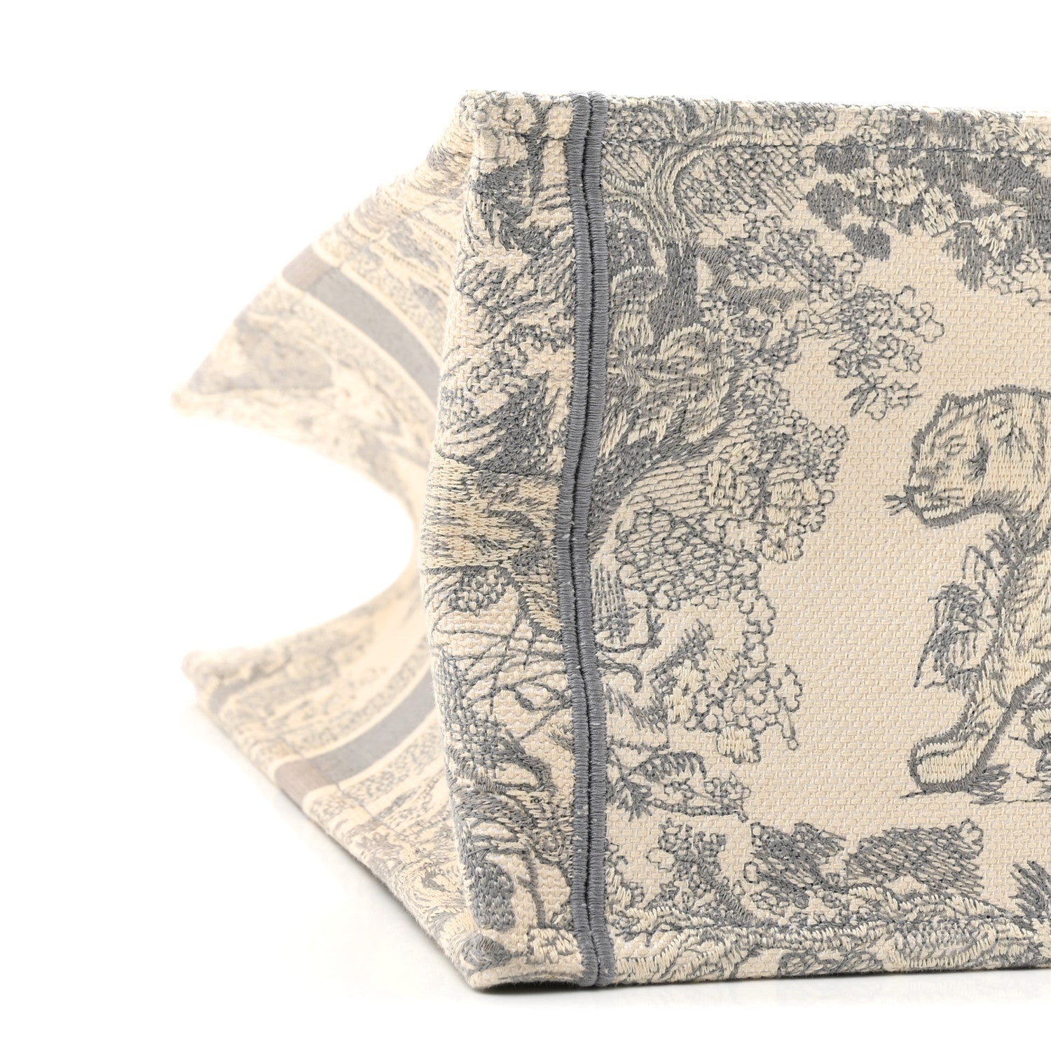 Christian Dior Canvas Embroidered Large Dioriviera Toile De Jouy Book Tote Gray 8 of 11