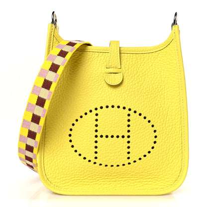 Hermes Taurillon Clemence Quadrille Evelyne TPM Lime Citron Rouge H Mauve Sylvestre 1 of 9
