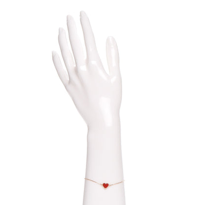 Van Cleef & Arpels 18K Rose Gold Carnelian Sweet Alhambra Heart Bracelet 2 of 13