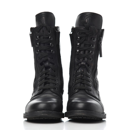 Chanel Calfskin Quilted Cap Toe Combat Boots 36 Black 2 of 17