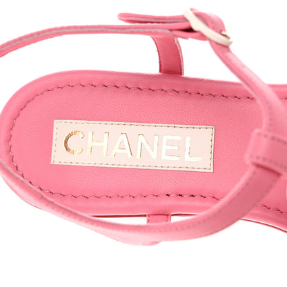 Chanel Lambskin CC Thong Sandals 39.5 Light Pink 7 of 9