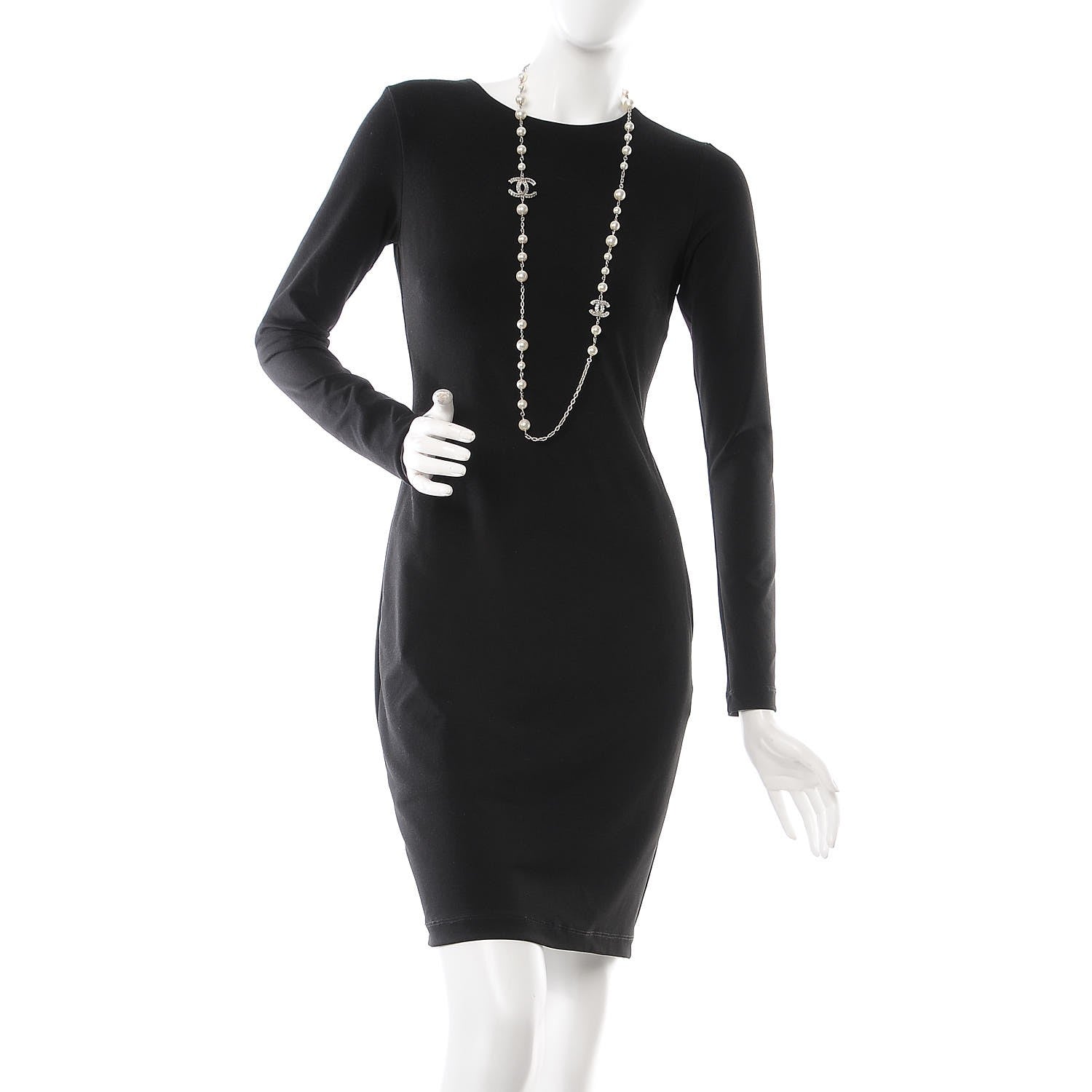 Chanel Pearl Baguette Crystal CC Long Necklace Silver 2 of 4