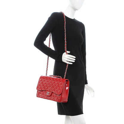 Chanel Patent Quilted Jumbo Single Flap Dark Red 2 of 9