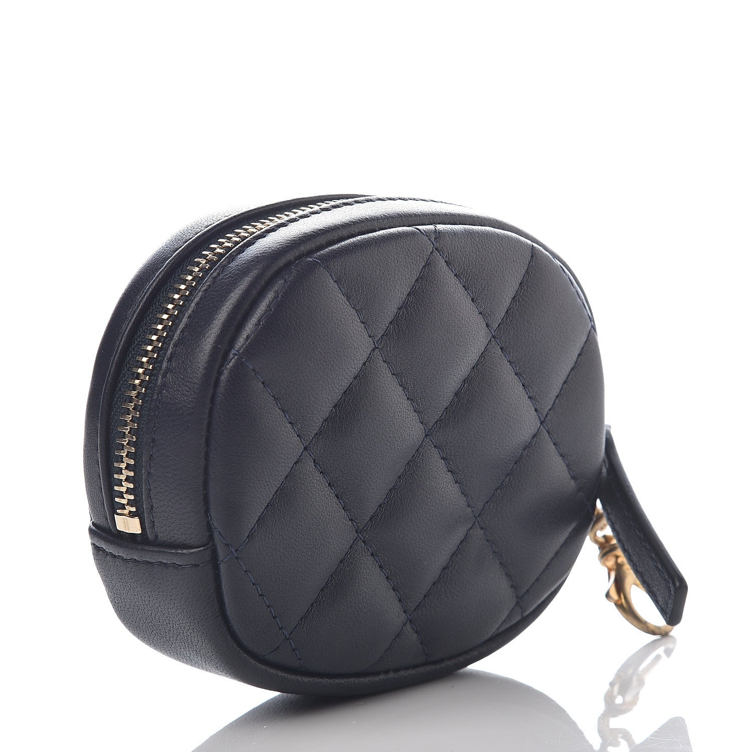Chanel Lambskin Quilted Zip Around Classic Coin Purse Navy Blue 2 of 6