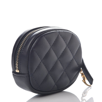 Chanel Lambskin Quilted Zip Around Classic Coin Purse Navy Blue 2 of 6