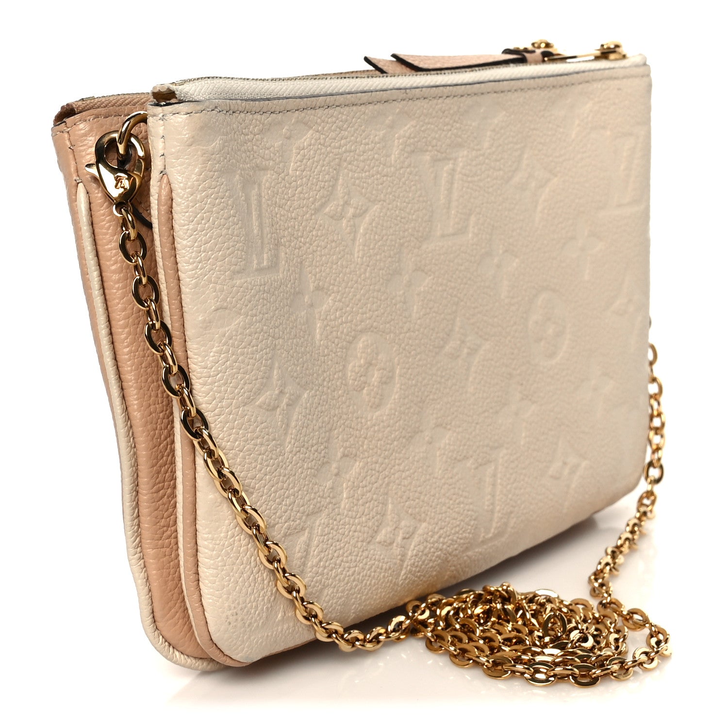 Louis Vuitton Empreinte Double Zip Pochette Beige Rose Creme 3 of 13