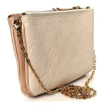 Louis Vuitton Empreinte Double Zip Pochette Beige Rose Creme 3 of 13