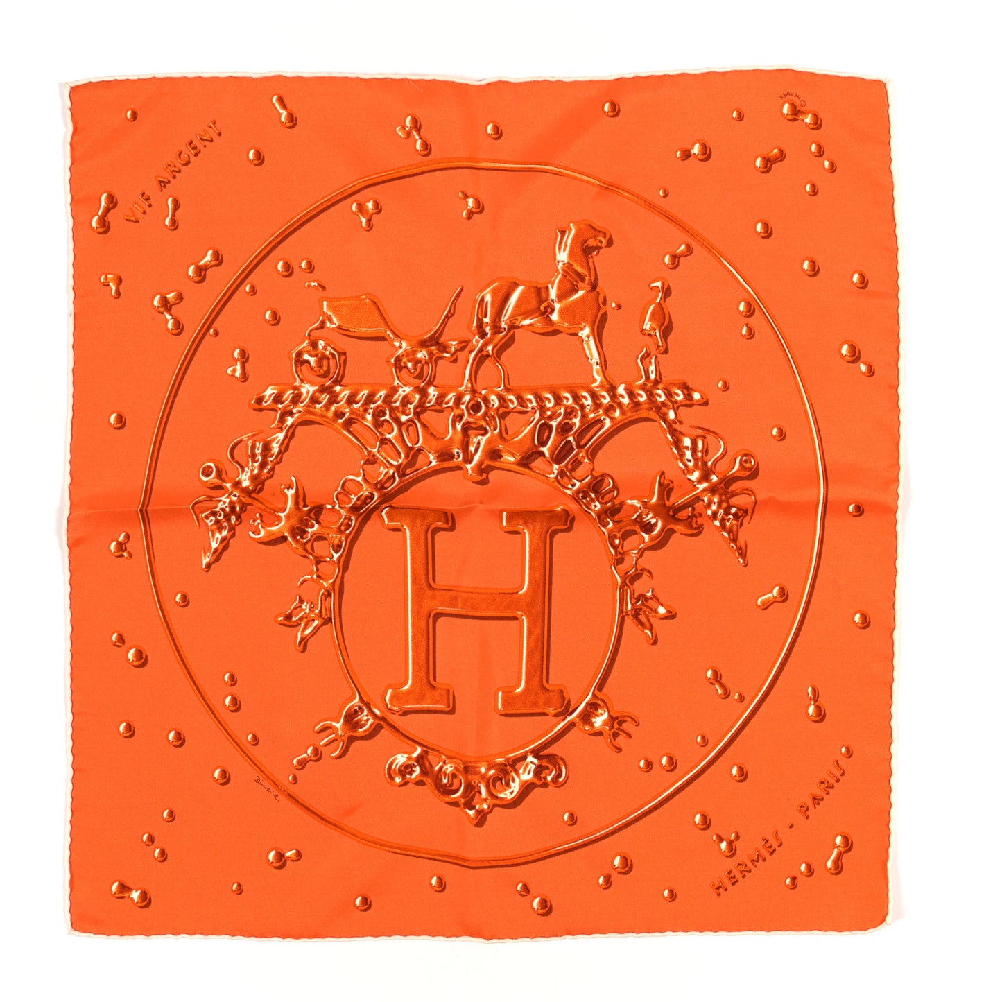 Silk Vif Argent Pocket Square Scarf Orange