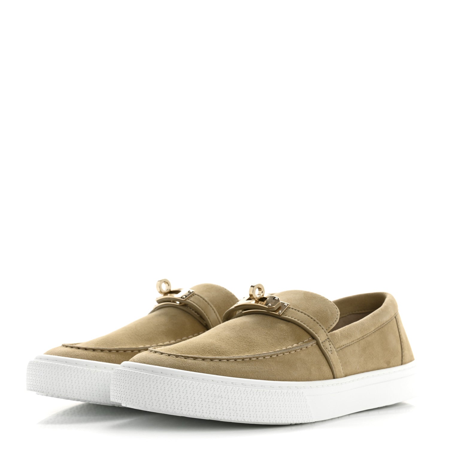 Hermes Suede Goatskin Game Slip On Sneakers 38 Beige Lin 4 of 11