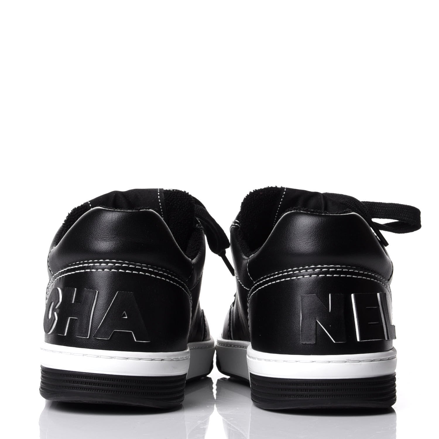 Chanel Calfskin Womens Logo Sneakers 37 Black White 6 of 11