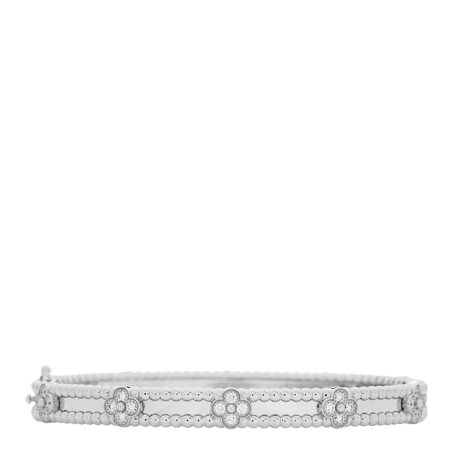 18K White Gold Diamond Perlee Sweet Clovers Bracelet M