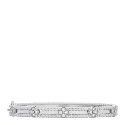 Van Cleef & Arpels 18K White Gold Diamond Perlee Sweet Clovers Bracelet M 2 of 4