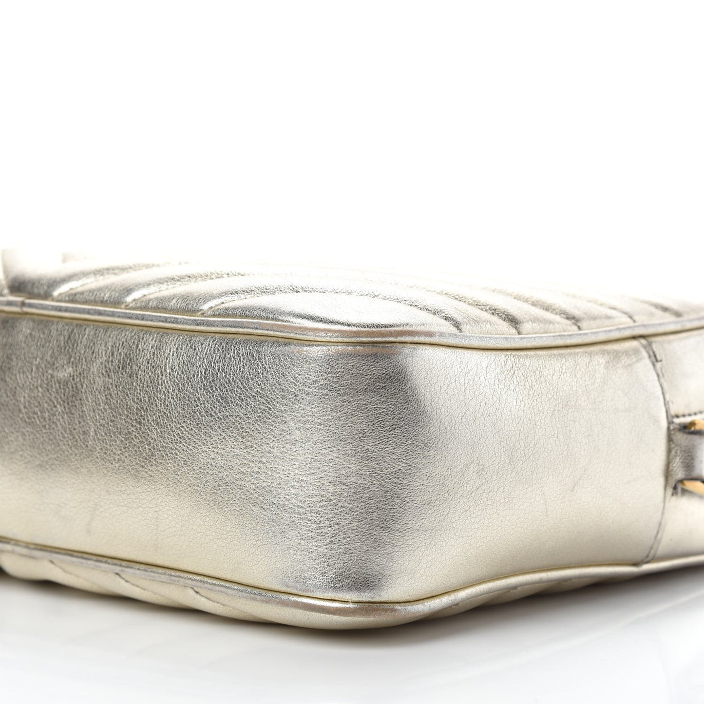 Metallic Calfskin Matelasse Monogram Lou Camera Bag Platino