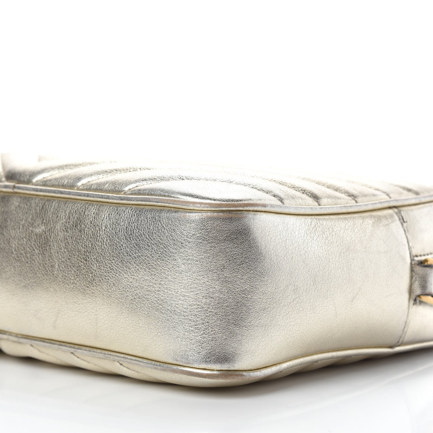 Saint Laurent Metallic Calfskin Matelasse Monogram Lou Camera Bag Platino 7 of 11