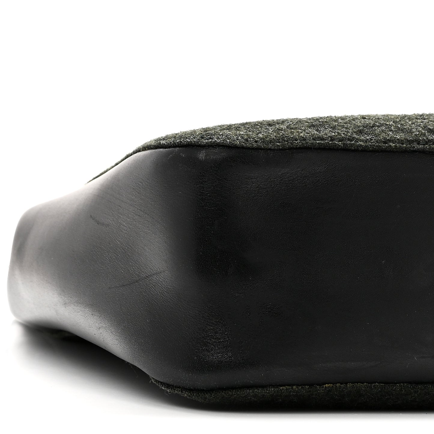 Wool Calfskin Bamboo Handle Bag Green Black