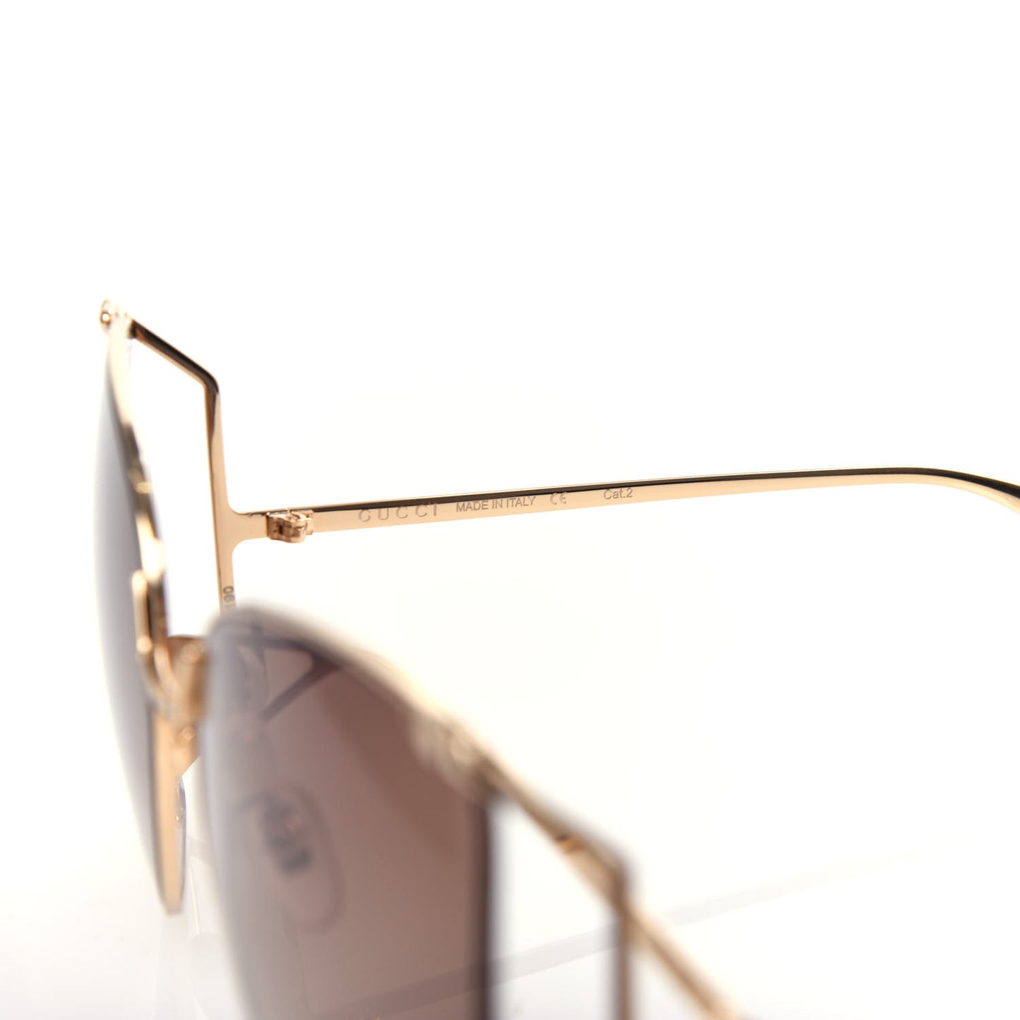 Oversized Round Sunglasses GG0252S Gold Brown