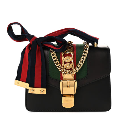 Gucci Calfskin Mini Sylvie Chain Shoulder Bag Black 1 of 10