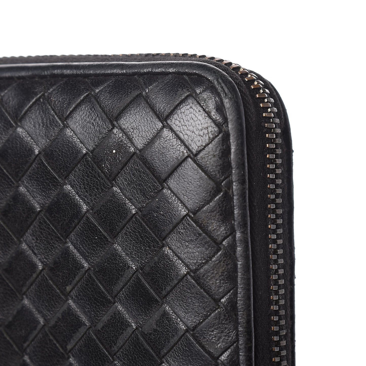 Nappa Intrecciato Zip Around Wallet Black