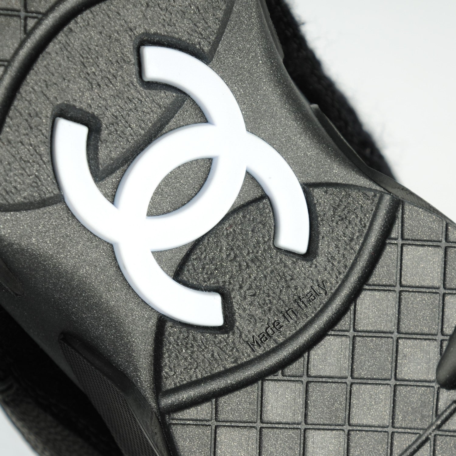 Chanel Suede Tweed Goatskin CC Sneakers 34.5 Black 6 of 8