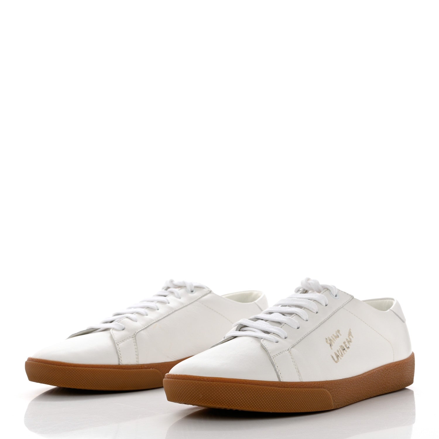 Saint Laurent Calfskin Embroidered Mens Court Classic Sneakers 44 White 3 of 11