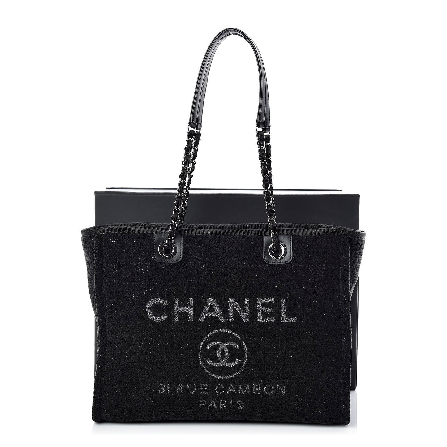 Lurex Boucle Small Deauville Tote Black