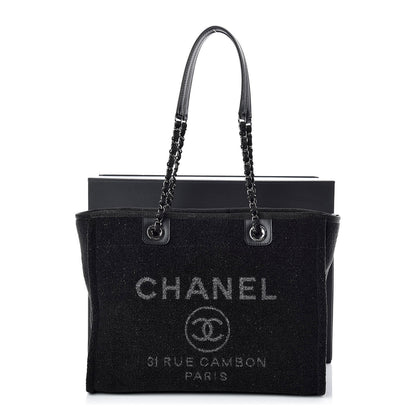 Chanel Lurex Boucle Small Deauville Tote Black 12 of 12