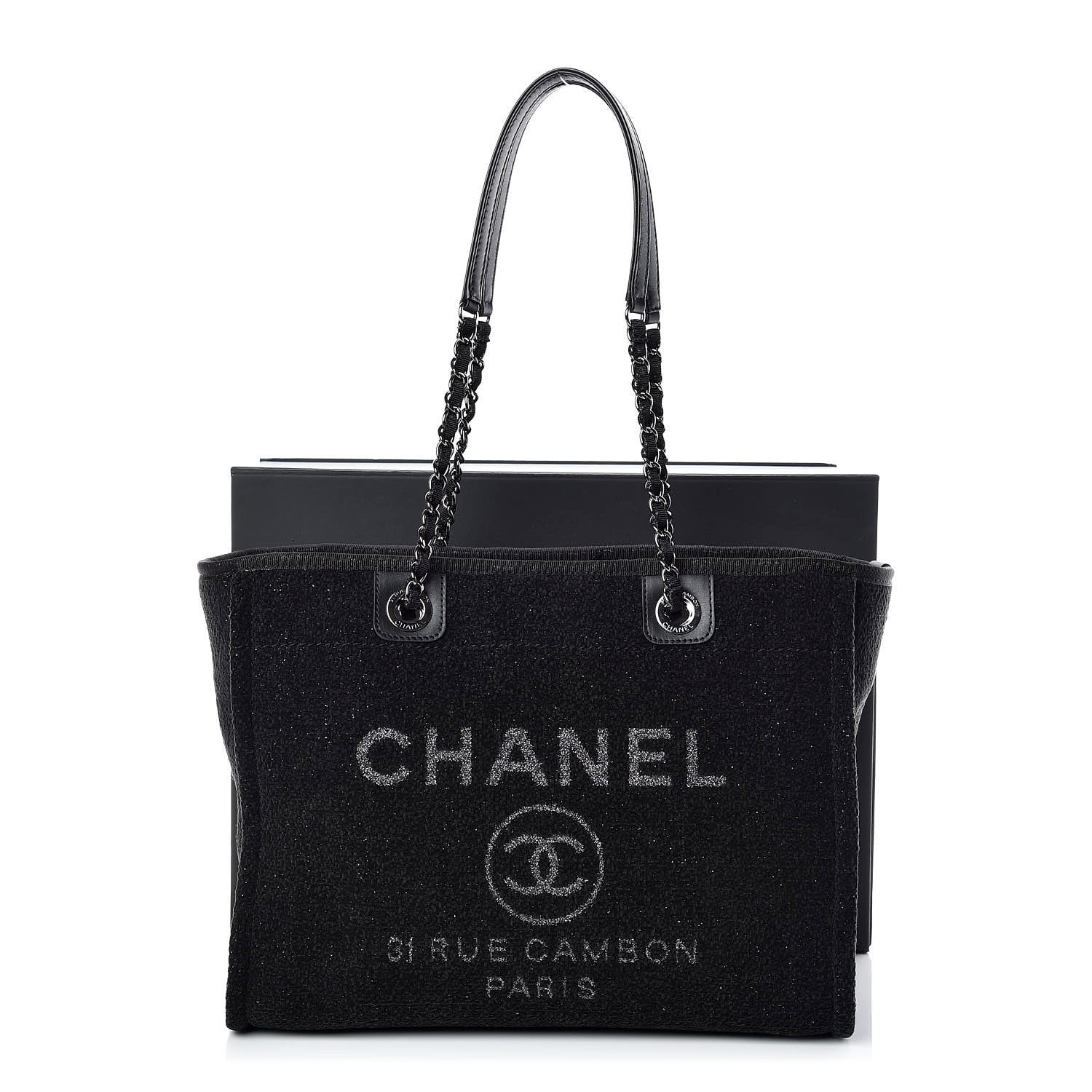 Chanel Lurex Boucle Small Deauville Tote Black 12 of 12