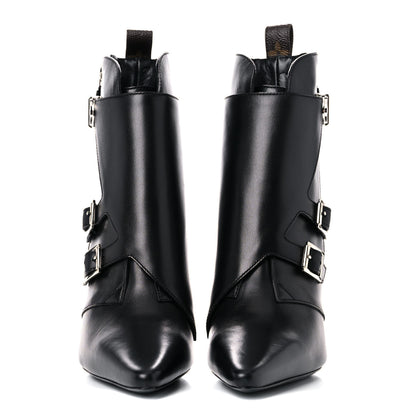 Louis Vuitton Calfskin Monogram Janet Ankle Boots 37 Black 2 of 9