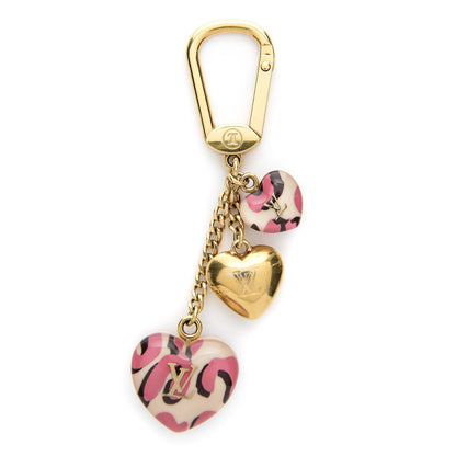 Louis Vuitton Leopard Heart Bag Charm Key Holder Blanc Corail 1 of 2