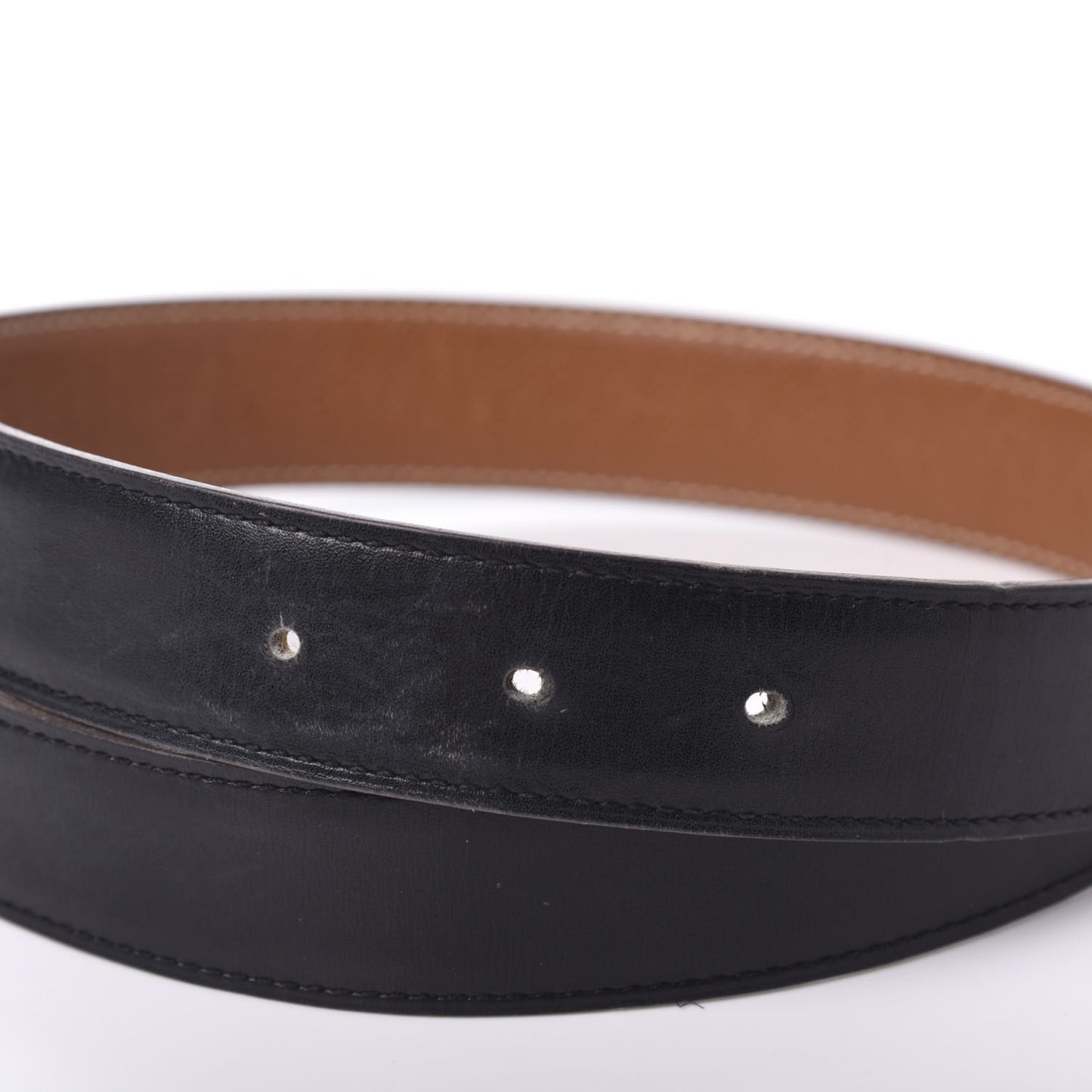 Box Courchevel 32mm Horsebit Belt 72 Black Gold