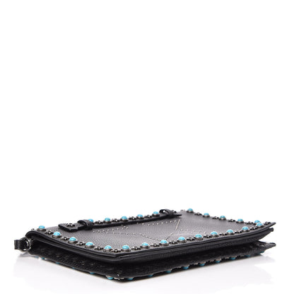 Valentino Garavani Pebbled Calfskin Star Rockstud Rolling Wristlet Clutch Black 4 of 9