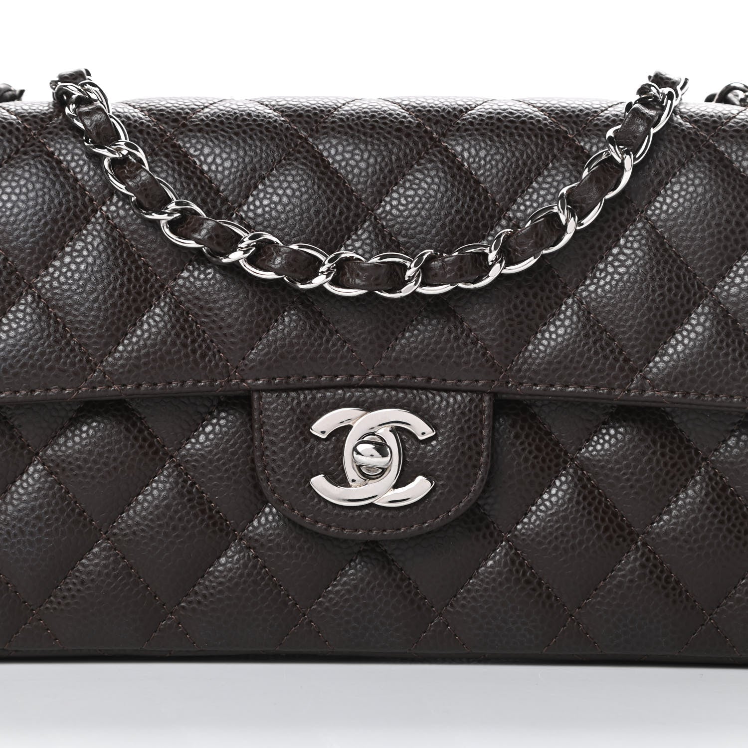 Chanel Caviar Quilted East West Flap Dark Brown 8 of 12