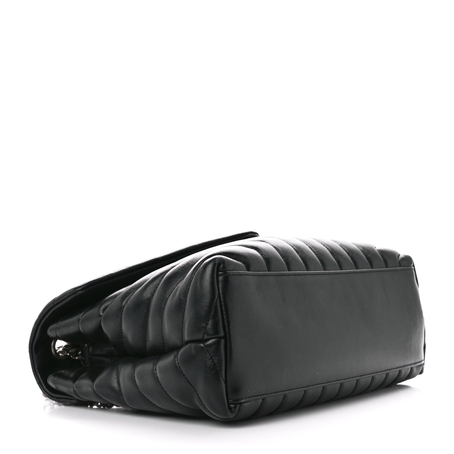 Calfskin Y Quilted Monogram Medium Loulou Chain Satchel Black