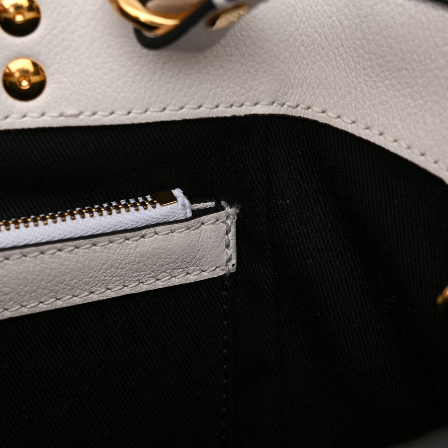 Grained Calfskin Small La Medusa Chain Tote White