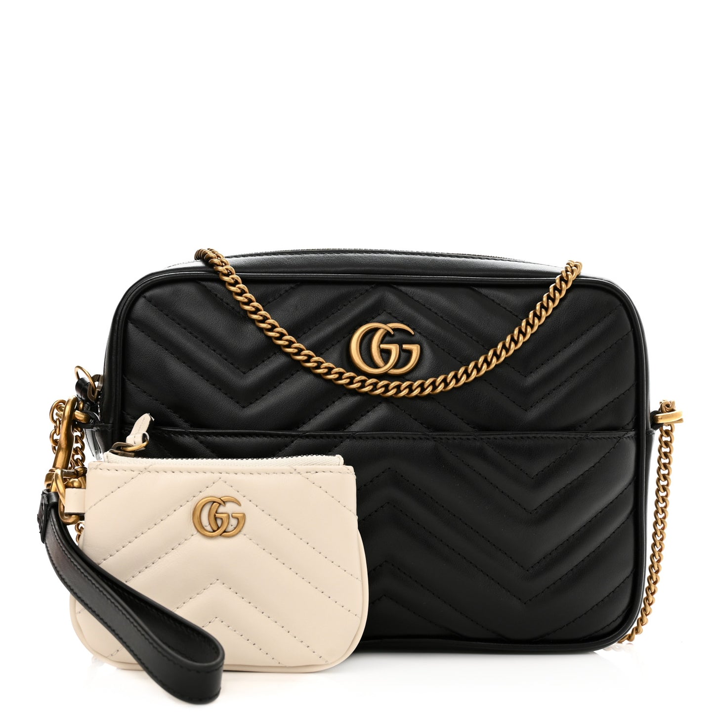 Calfskin Matelasse GG Marmont Multi-Use Mini Bag Black Perfect Pink Mystic White