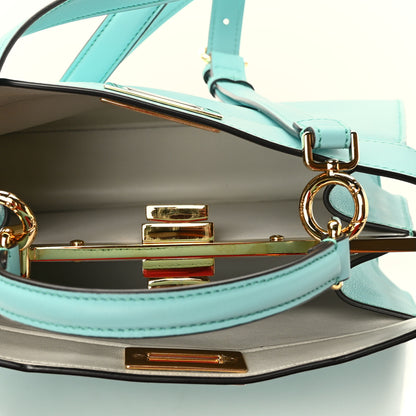 Fendi Vitello Seta Shiny Nappa Small Peekaboo I SEE U Satchel Real Tiffany White 5 of 9