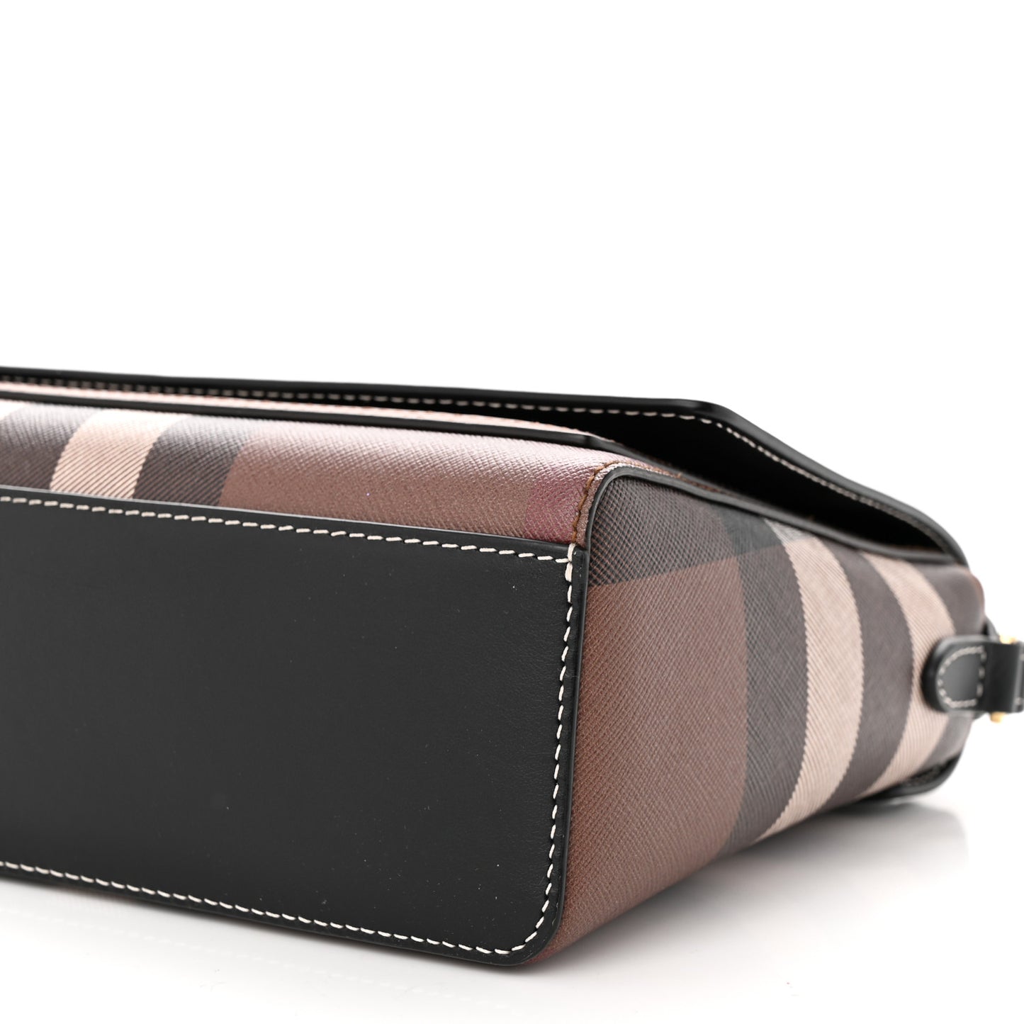 Calfskin Giant Check E-Canvas Note Crossbody Bag Dark Birch Brown