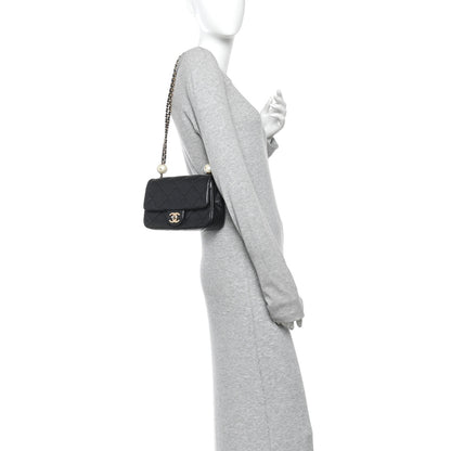 Chanel Lambskin Quilted Pearl Small Flap Black 2 of 10