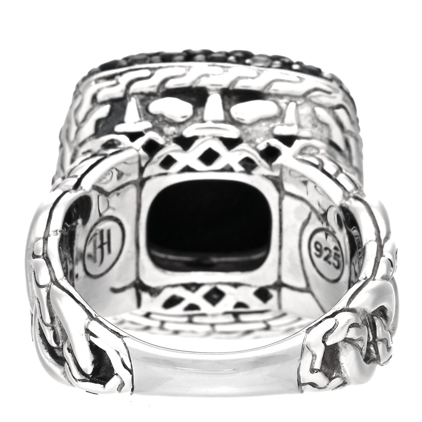 Sterling Silver Smoky Quartz Spinel Black Sapphire Batu Classic Chain Ring 54 7