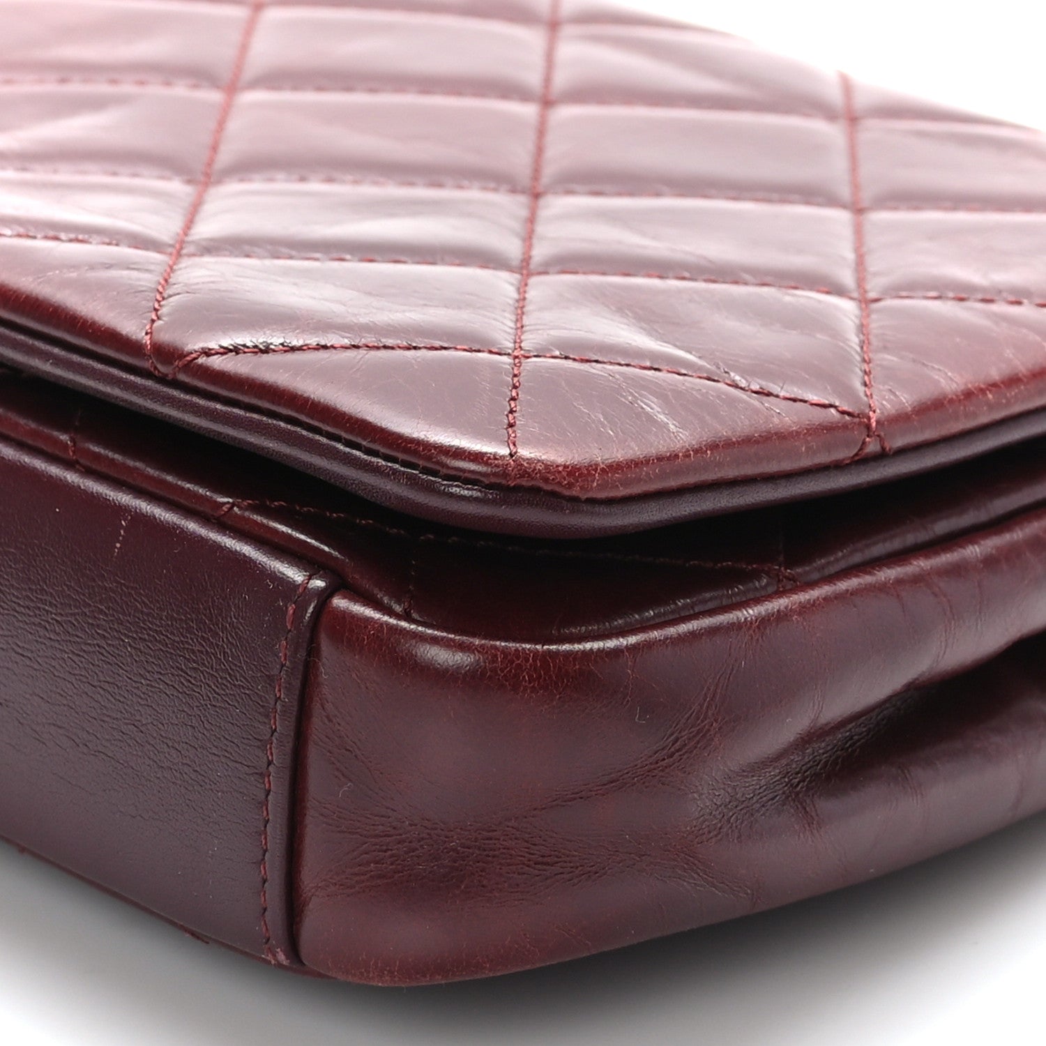 Chanel Calfskin Quilted Gold Bar Flap Burgundy 10 of 10