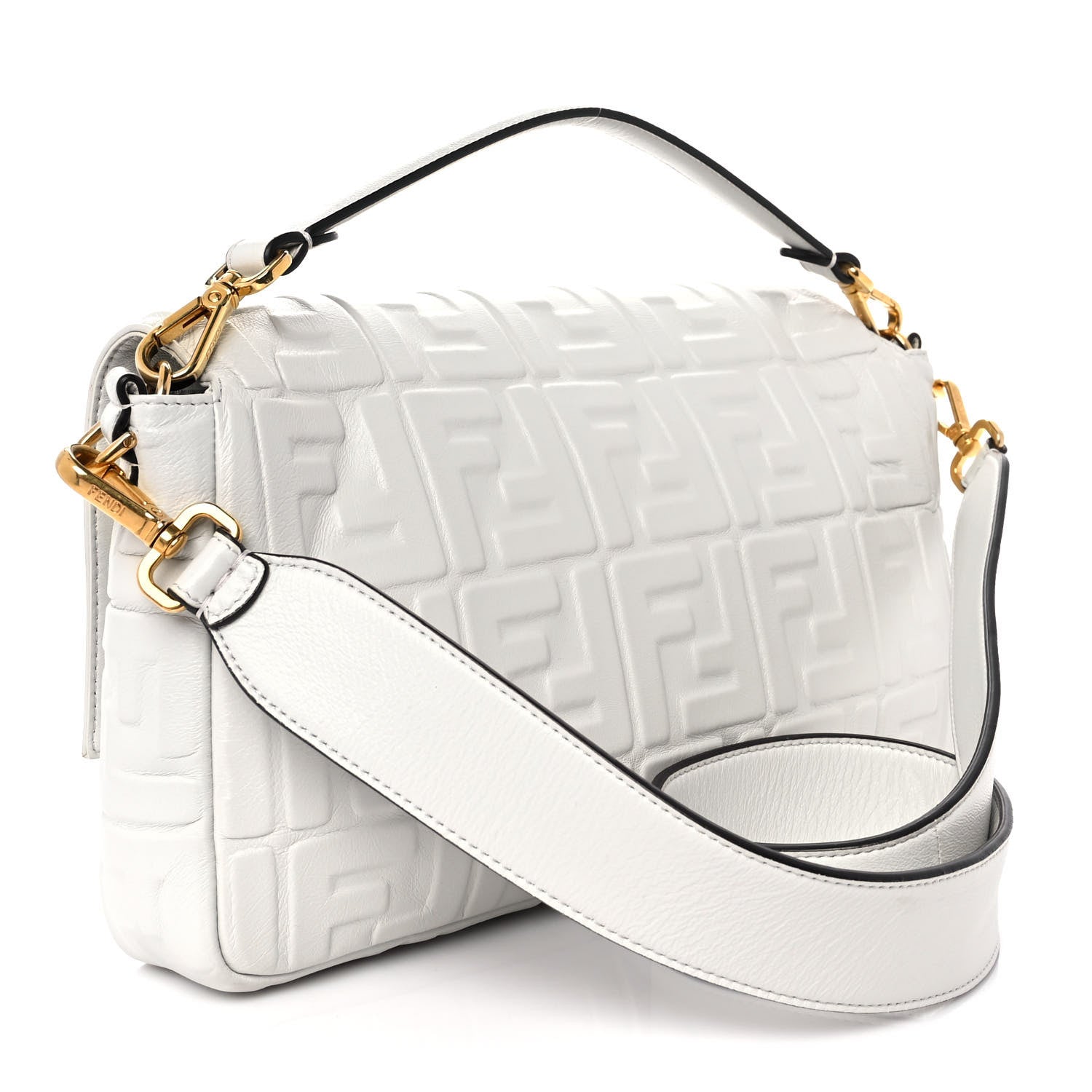Fendi Nappa FF 1974 Embossed Baguette White 3 of 9