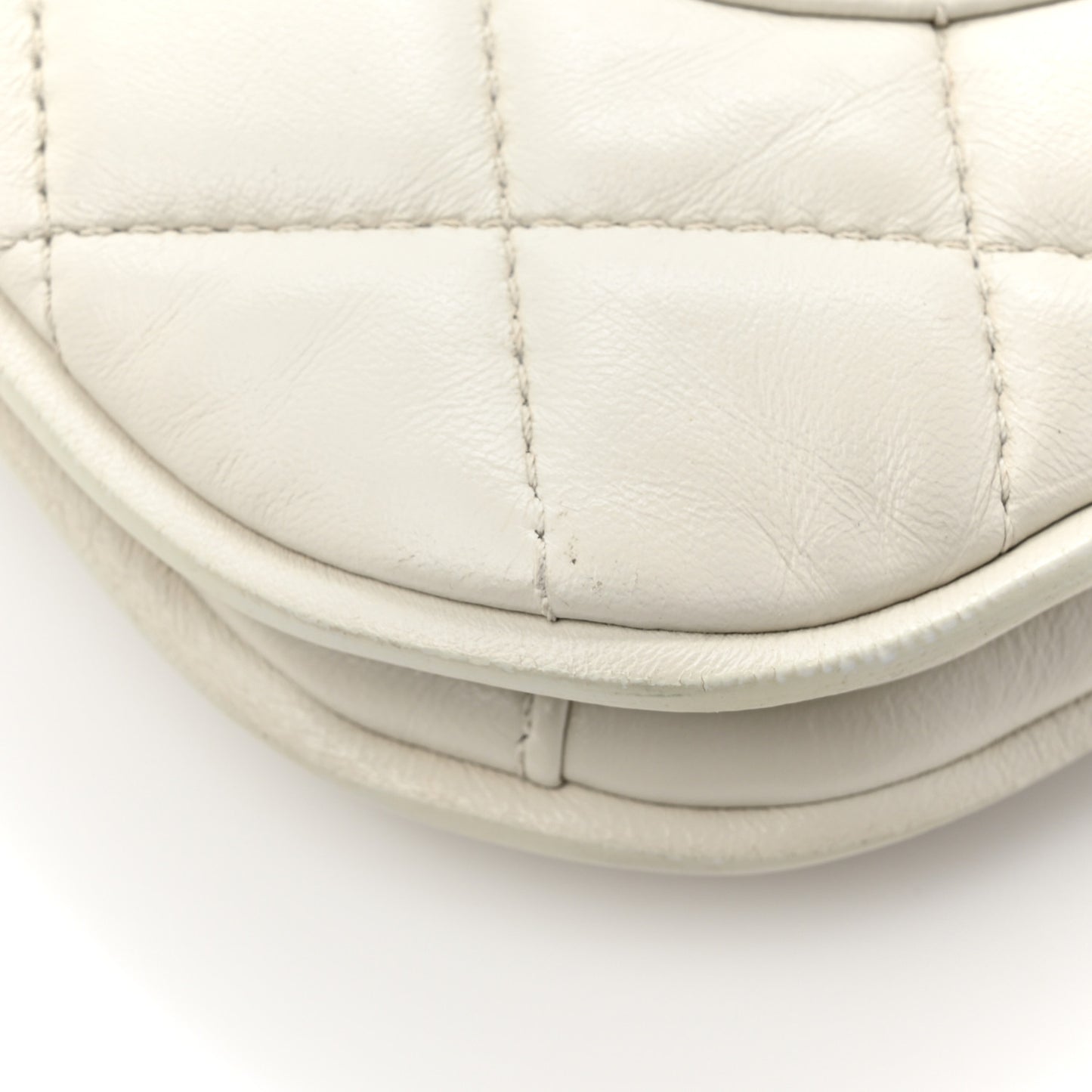 Lambskin Quilted 2 Pocket Messenger Flap White