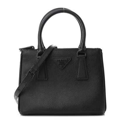Prada Saffiano Lux Monochrome Mini Galleria Double Zip Tote Black 1 of 9