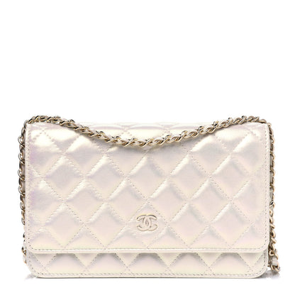 Chanel Iridescent Lambskin Quilted Wallet On Chain WOC Ivory 1 of 4